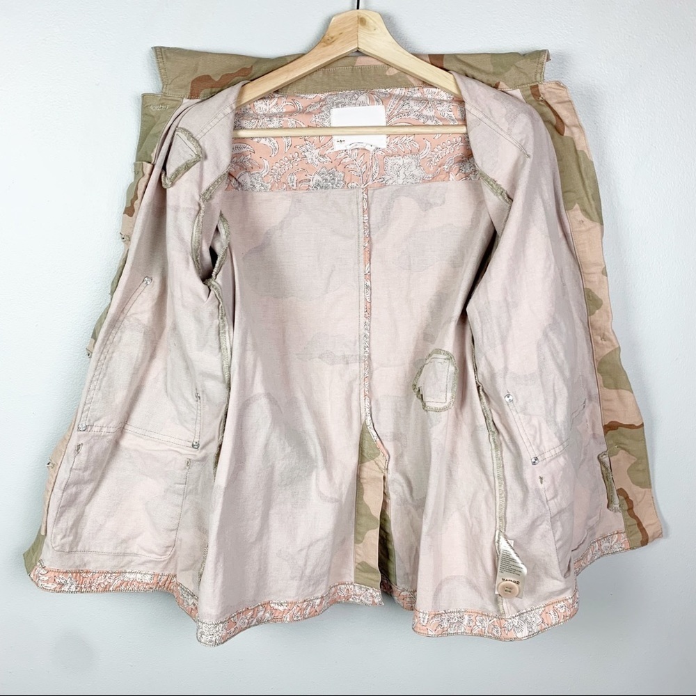 ANTHROPOLOGIE Lida Utility Jacket Pink Camo Oversized Cargo Boho Chic US S - Picture 12 of 13